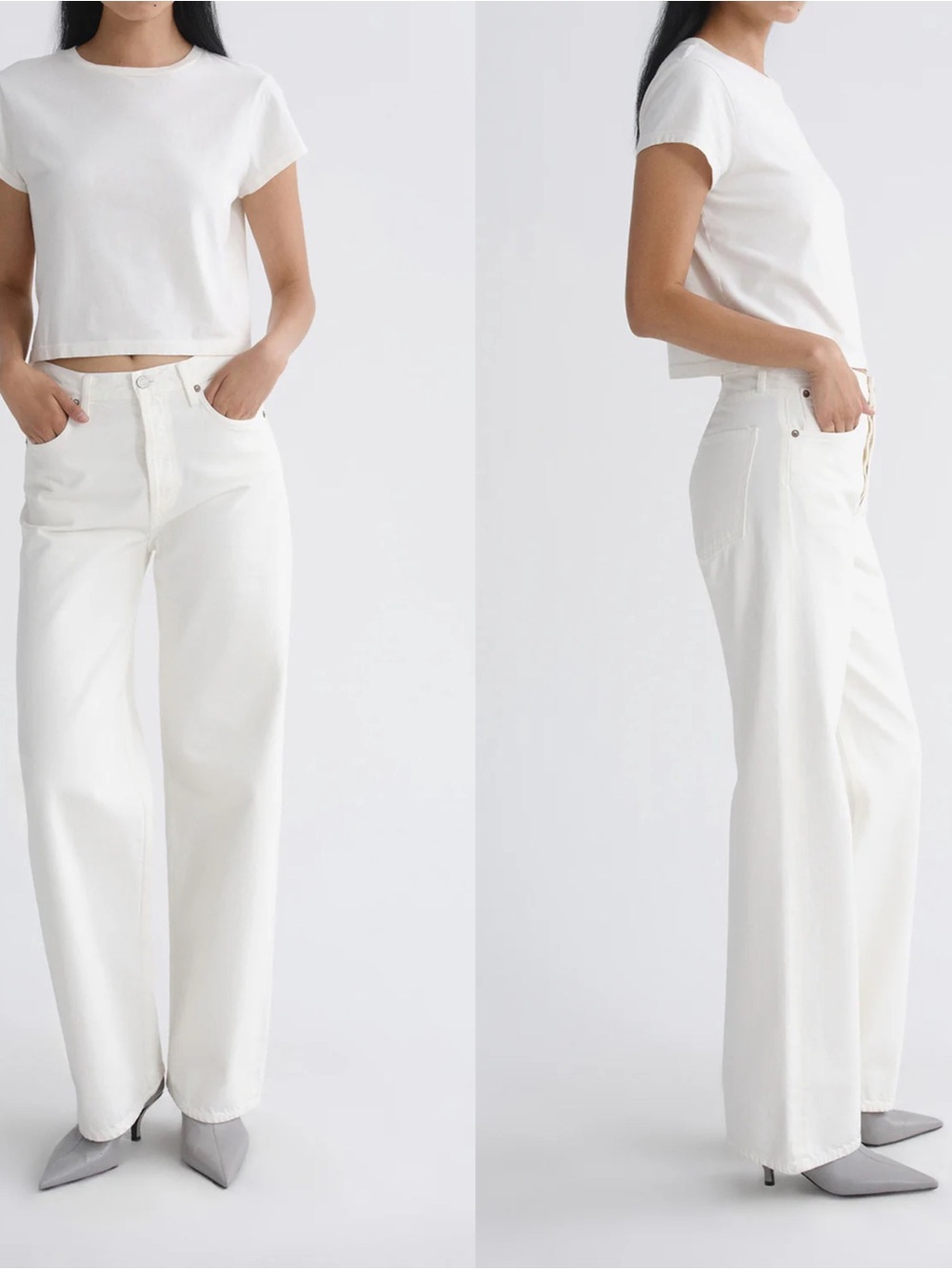AGOLDE REn Jeans 32” Classic High-Rise Wide-Leg Jeans in White FORTUNE COOKIE